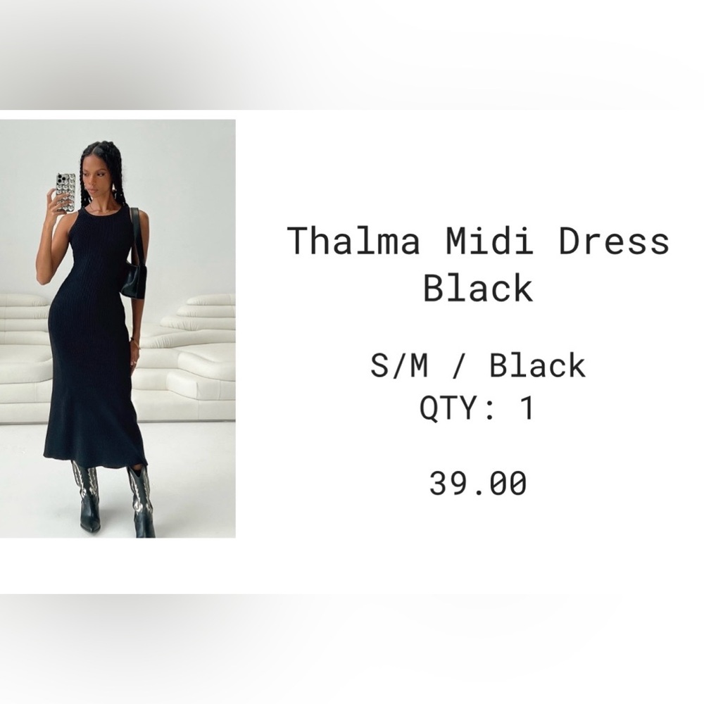 Princess Polly Thalma Ribbed Midi Dress - Black
